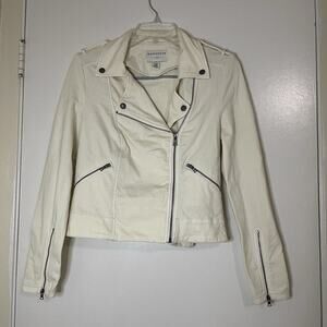 Anthropologie Marrakech Ivory cream moto zip cotton jacket size xxs